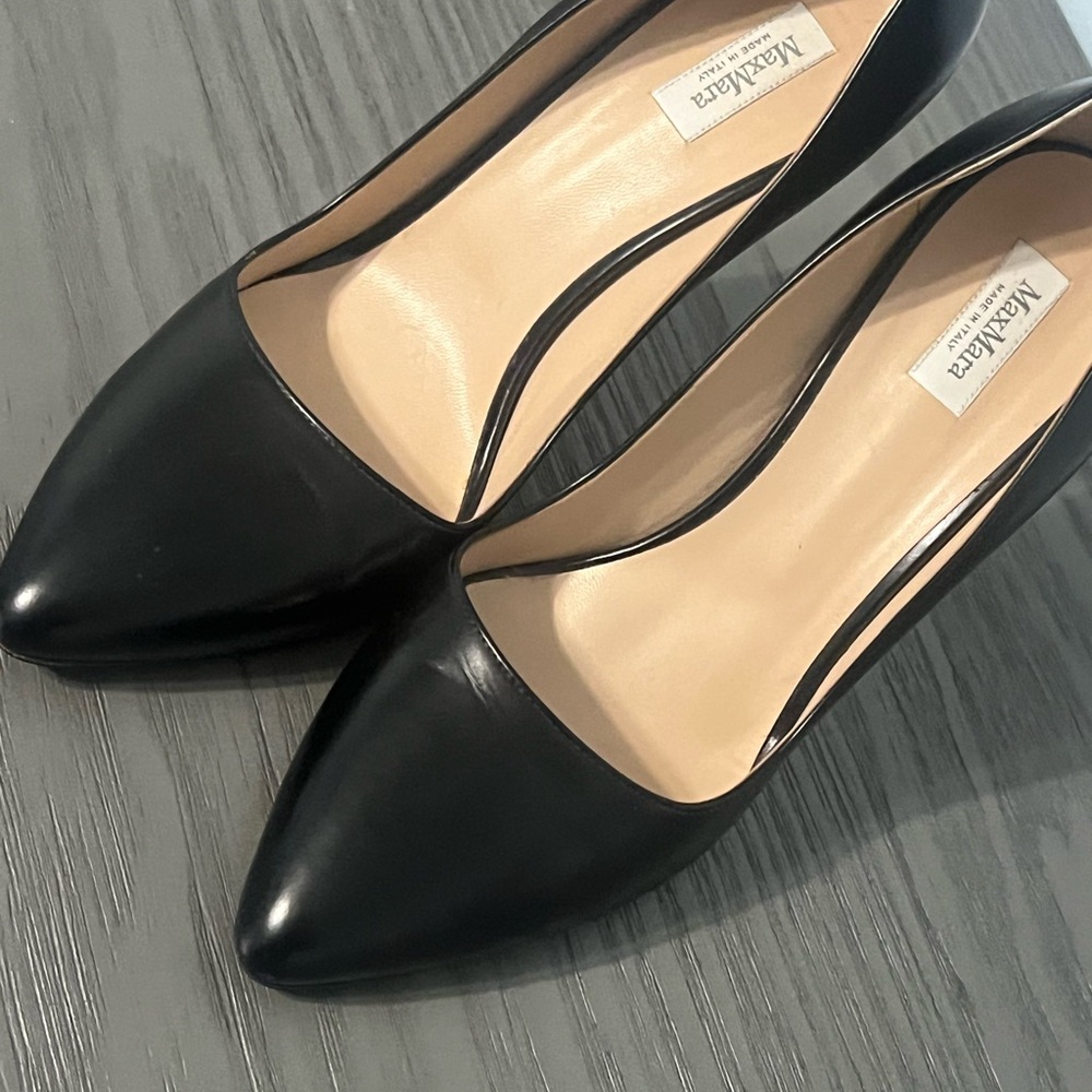 Max Mara Black Leather Stiletto Pumps With Tortoiseshell Pattern Heel Size 40